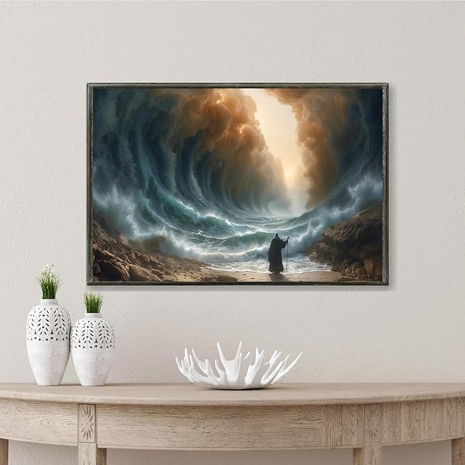 Christian Wall Art Print, Religious Scripture Biblical Decor, Faith-Based Inspirational Landscape with Cross, Digital Printed Canvas Poster for Church, Home Chapel, Prayer Room Decor