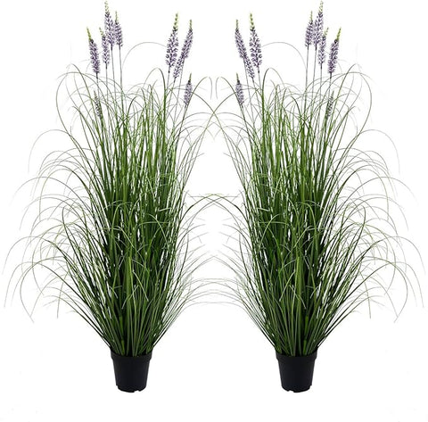 Artificial Plant 5ft(2pack) Tall Artificial Lavender Plant,Faux Plants Indoor Home Decorative Artificial Plants & Flowers in Pot Fake Plant, House Plant Indoor
