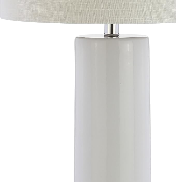 JONATHAN Y JYL8021A Dallas 31.5" Ceramic LED Table Lamp Contemporary Transitional Bedside Desk Nightstand Lamp for Bedroom Living Room Office College Bookcase LED Bulb Included, White/Chrome