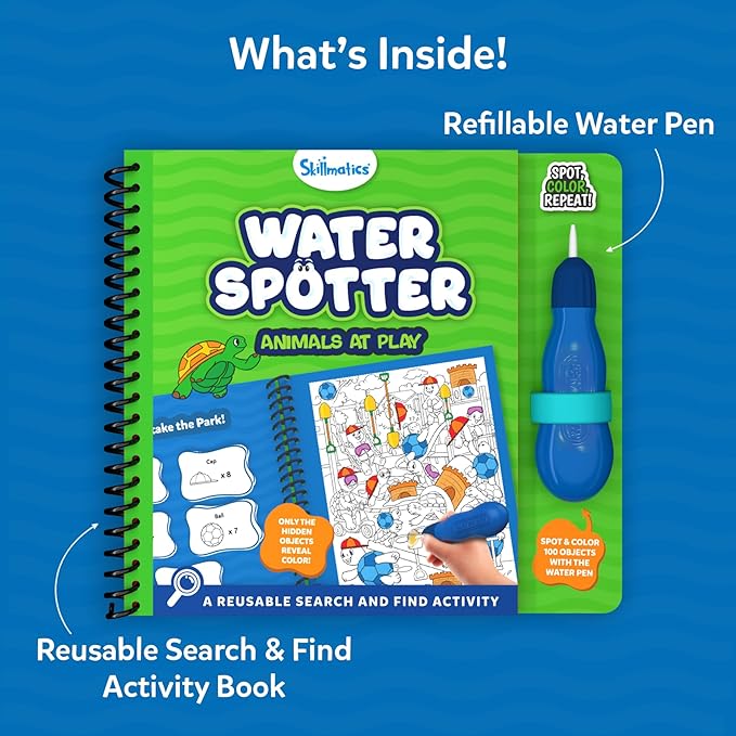 Skillmatics Reusable Search & Find Book - Water Spotter, Mess-Free, Fun Learning Activity, Animals, Travel Toy, Gifts for Boys & Girls Ages 4, 5, 6, 7, 8