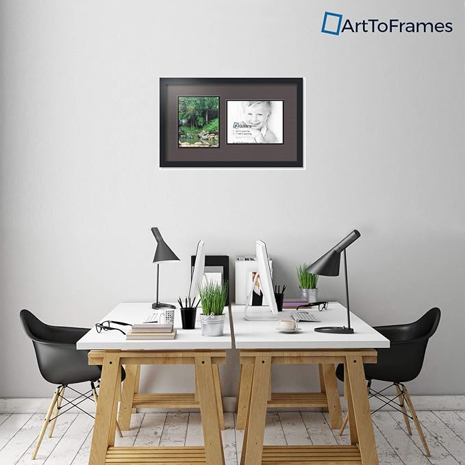 ArtToFrames Collage Photo Frame Double Mat with 1 - 8.5x11^ 8x10 Openings and Satin Black Frame
