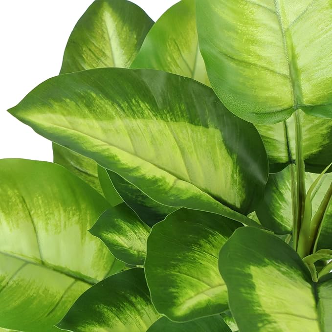 Artificial Golden Dieffenbachia 4ft Tall Artificial Plants Indoor Decorative Silk Plants Potted Faux Tropical Plants Lifelike House Floor Large Fake Plants for Home Living Room Decor
