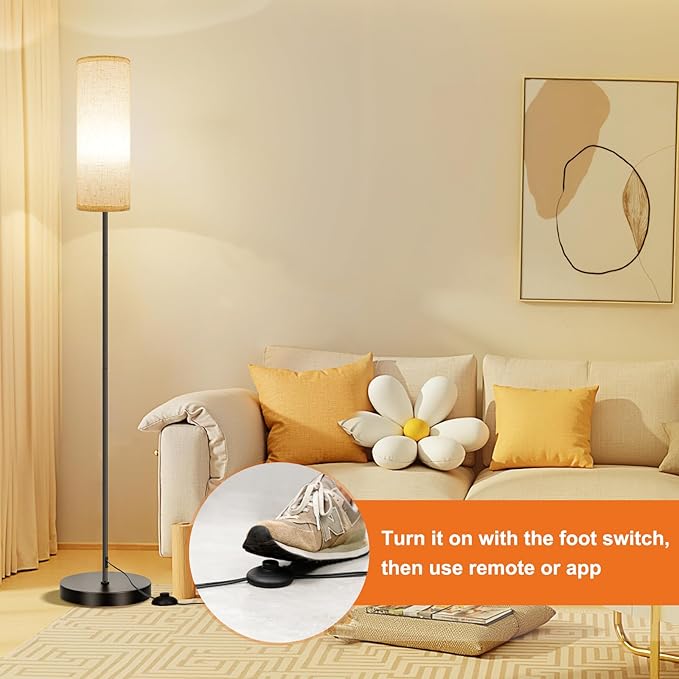 Frideko 2 Pack Floor Lamps for Living Room, Dimmable Colors Temperature & Brightness, Modern Floor Lamp with Remote, Tall Standing Lamps for Living Room Bedroom Office, Beige Shade 9W RGB Bulb
