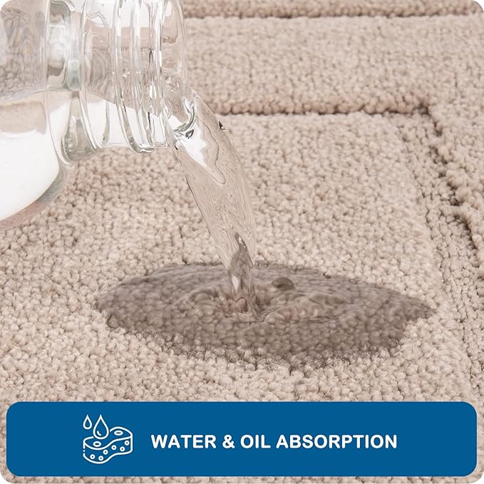 PURRUGS Machine Washable Kitchen Rug 32" x 47", Non-Slip/Skid Kitchen Runner Rugs & Floor Mats, Super Absorbent Soft Standing Mats for Kitchen, Sink & Laundry, Beige