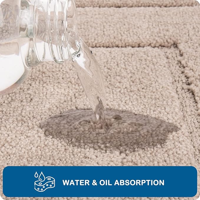PURRUGS Machine Washable Kitchen Rug 24" x 35.5", Non-Slip/Skid Kitchen Runner Rugs & Floor Mats, Super Absorbent Soft Standing Mats for Kitchen, Sink & Laundry, Beige