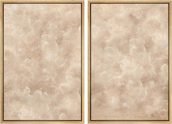 MUDECOR Framed Canvas Print Wall Art Neutral Abstract Minimalist Beige and Cream Tones Illustrations Modern Art Decorative Bohemian Colorful Chic for Living Room, Bedroom, Office - 16"x24"x2 Natural