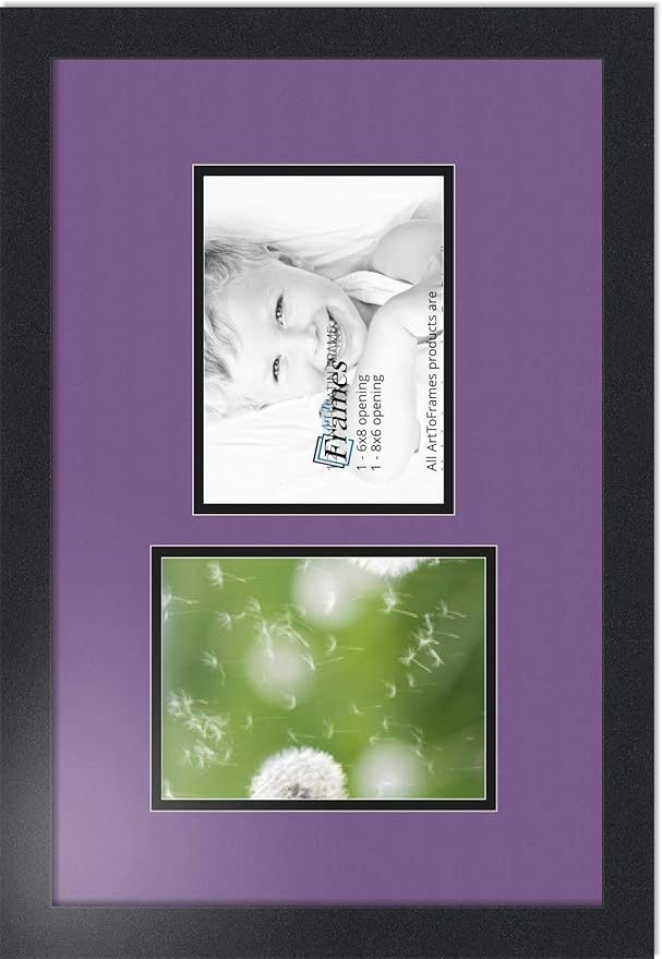 ArtToFrames Collage Photo Frame Double Mat with 2 - 6x8 Openings and Satin Black Frame