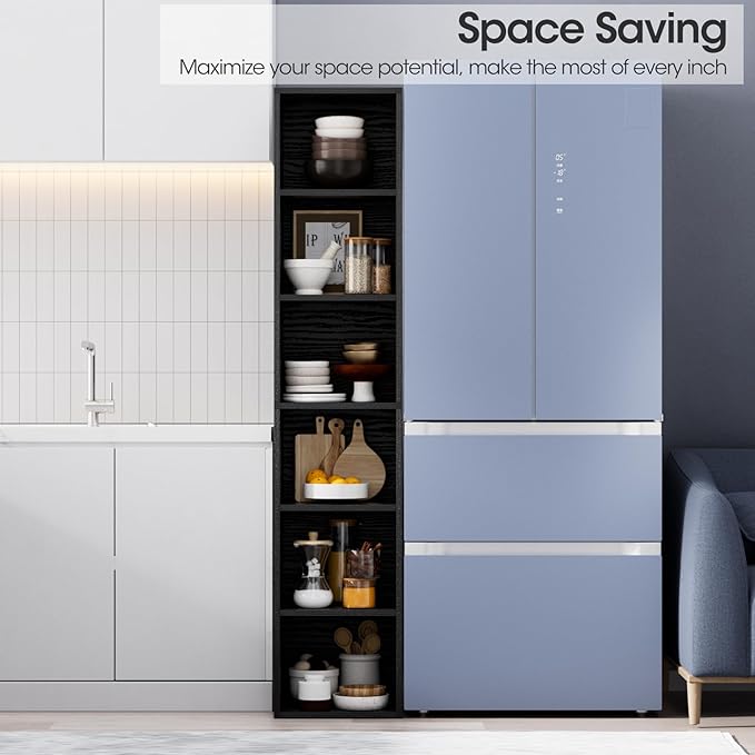 71.5" Tall Narrow Bookshelf, 6 Tier Floor Standing Bookcase, Open Bookshelves Storage Organizer Display Shelves, Modern Corner Bookshelf Storage Cabinet for Living Room, Office, Black
