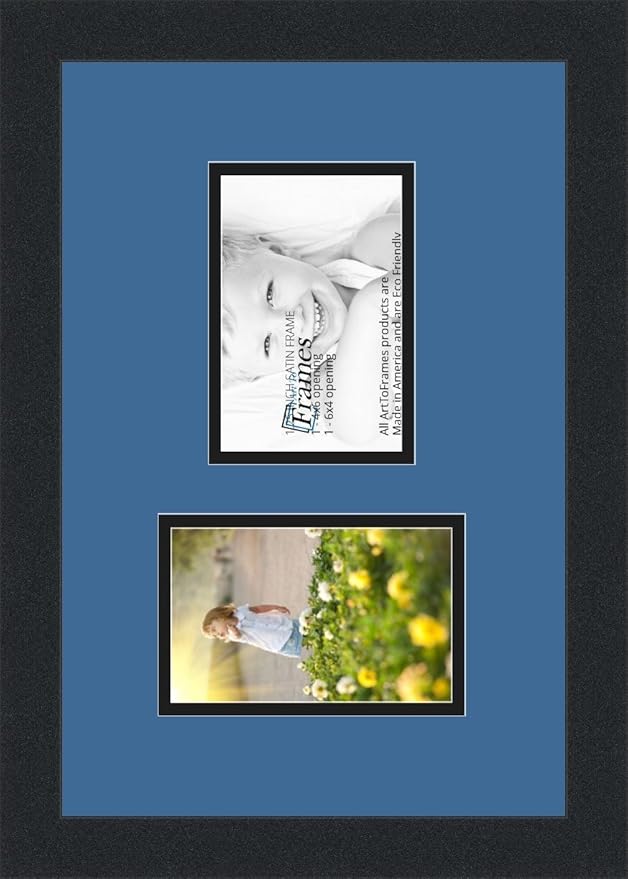 ArtToFrames Collage Photo Frame Double Mat with 2-4x6 Openings and Satin Black Frame