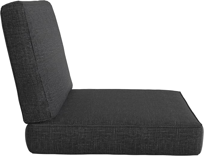 UIXE Outdoor Deep Seat Cushion Set with Slipcovers, Patio Furniture Cushions & Back Pad, Water-Resistant Outdoor Cushion Covers Backyard Sectional Sofa Cushions for Bistro Chair - Charcoal Gray