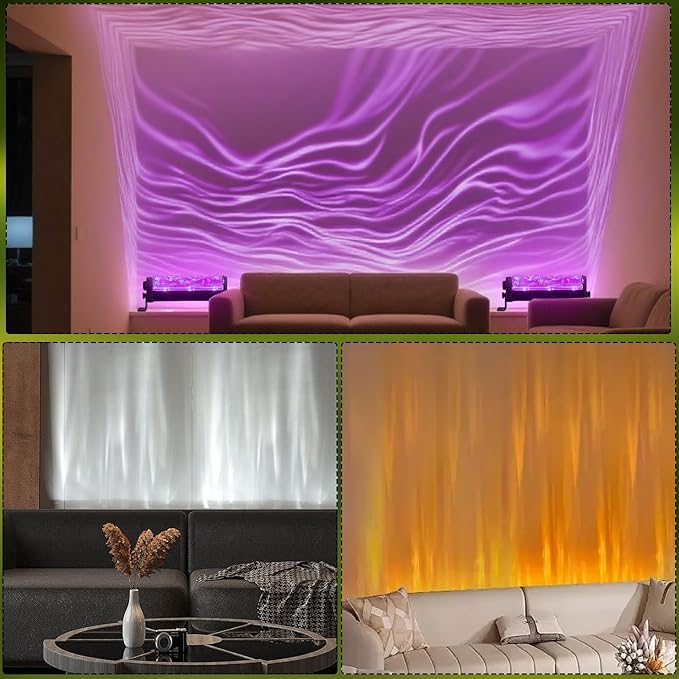 LED Ocean Wave Light Bar Pro, 16 Color Water Ripple Projector Wall Lamp with Remote, Light Up 20x20ft Night Lights, Mood Lighting for Bedroom, Home & Parties Decor