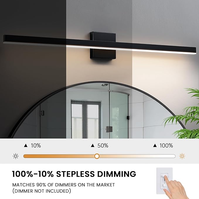 KAISITE Black Vanity Light for Bathroom Above Mirror 39 inch LED 5CCT Bathroom Lighting Fixtures Dimmable Modern Bath Wall Light Fixture Over Mirror