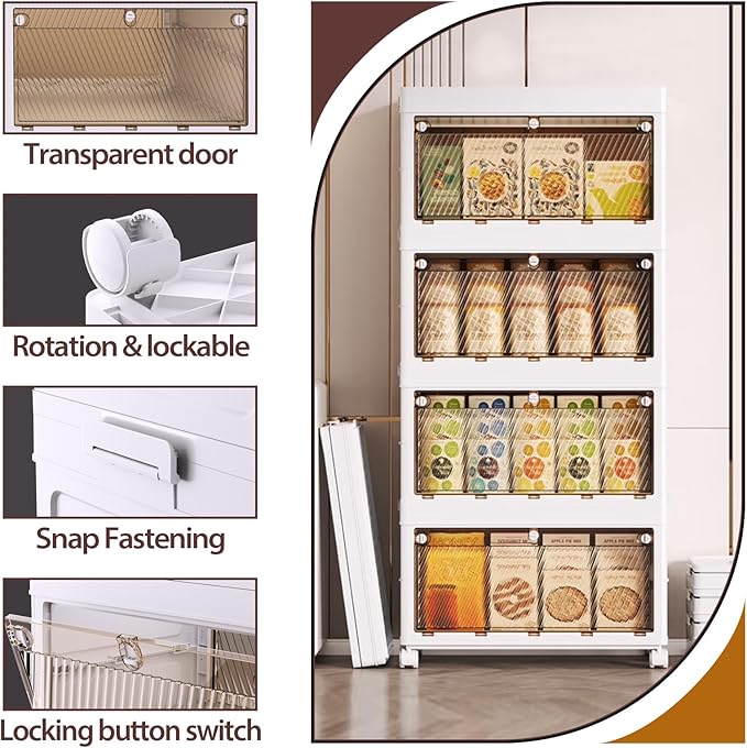 QudraKast 4-Tier Stackable Plastic Storage Bins - 37QT Stackable Storage Bins - Closet Organization and Storage, Suitable for Bedroom, Organization and Storage Boxes for Study, Toy Room, Office