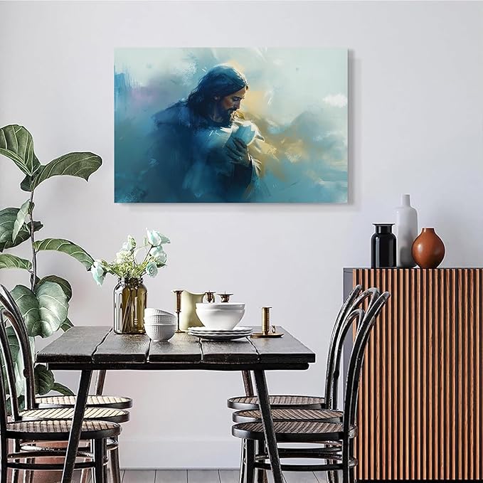 Christian Wall Art Print, Religious Scripture Biblical Decor, Faith-Based Inspirational Landscape with Cross, Digital Printed Canvas Poster for Church, Home Chapel, Prayer Room Decor