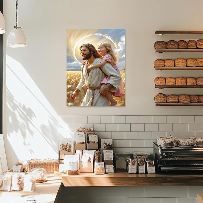Christian Wall Art Print, Religious Scripture Biblical Decor, Faith-Based Inspirational Landscape with Cross, Digital Printed Canvas Poster for Church, Home Chapel, Prayer Room Decor