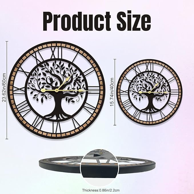 Wall Clocks for Living Room Decor - Big Wall Clock, Quiet and No Ticking Suitable for Wall Decor, Living Room Decoration, Kitchen Decoration (16 in)