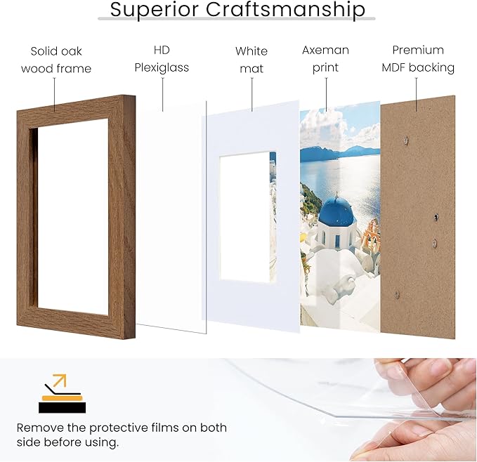 Axeman 4x6 Picture Frame | Solid Oak Wood Picture Frame | 4x6 Frame With Mat for 3.5x5 | 4 x 6 Photo Frame | 4x6 Wood Picture Frame | 4 By 6 Picture Frame | Hanging Hardware Included | Walnut