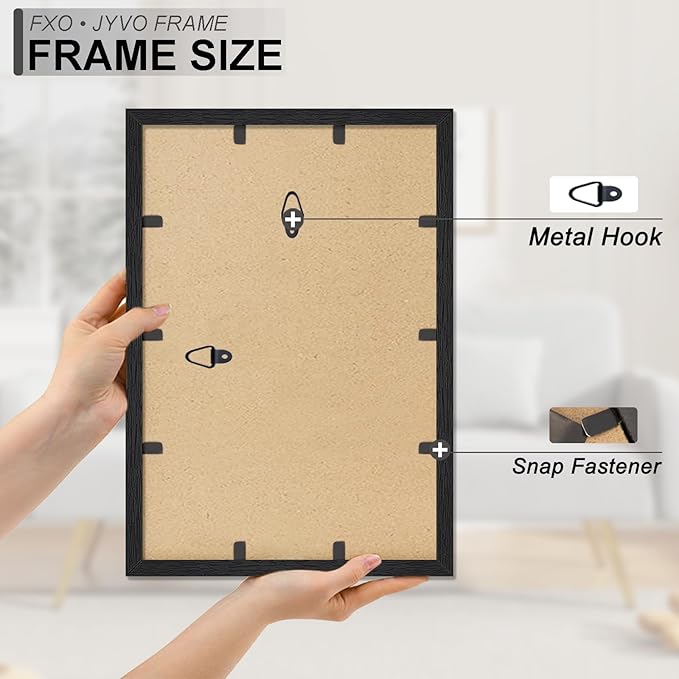 Engineered Wood 11x16 Picture Frame, Black Frame for 11 x 16 Inch Picture Poster Photo, Light Weight 11 by 16 Frame with Wood-grain for Wall - 1 Pack/Black/11 x16