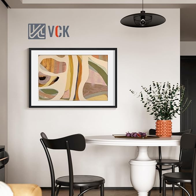 VCK 24x36 Poster Frame 5 Pack - Black, Exclusive Woodgrain Solid Wood Picture Frame, Matted to 20x30 or 24x36 without Mat, Horizontal and Vertical Formats with Included Hanging Hardware