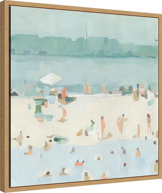 Amanti Art Framed Canvas Wall Art 22x22 Sea Glass Sandbar I by Emma Scarvey, Framed Wall Art Canvas, Abstract Artwork, Modern Decor, Medium Poster Painting for Living Room, Bedroom, Bathroom, Kitchen