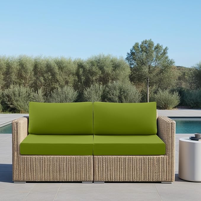 idee-home Outdoor Cushions for Patio Furniture, Outdoor Seat Cushion, Waterproof Hampton Bay Deep Seat Replacement Couch Chair Cushions for Garden Lawn Backyard Deck, 28.5 x 28.5 Green