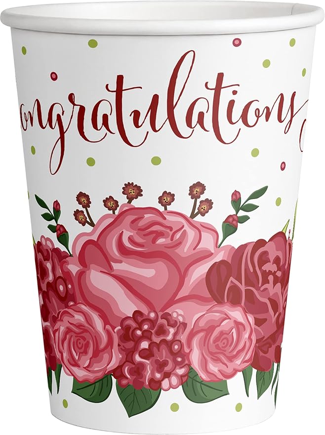 Bridal: From Miss to Mrs (Traditional Rose) Tableware Pack: Disposable Paper Plates, Napkins and Cups Set for 20