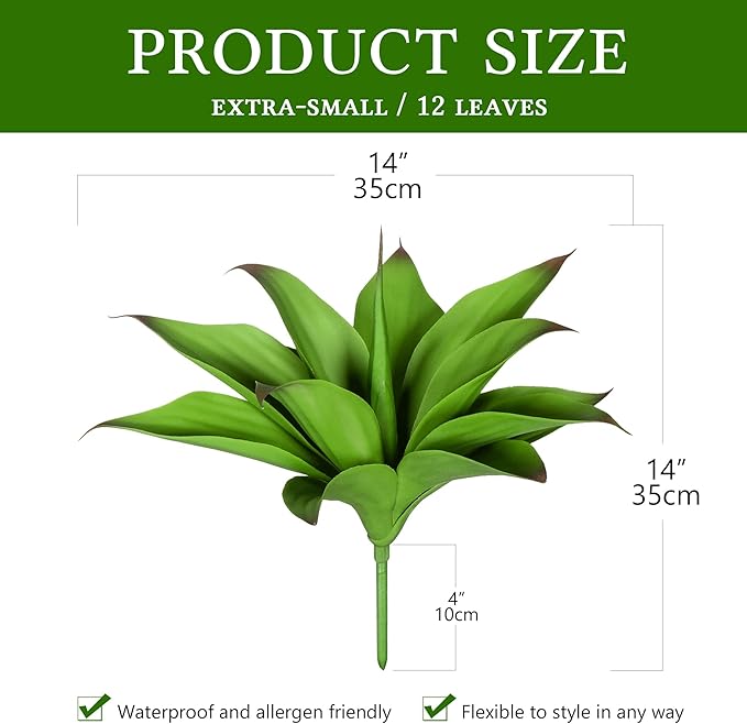 Artificial Agave Plants,Large UV Resistant Fake Agave Planters for Indoor and Outdoor Decorating Artificial Plants for Outdoors Fake Plants