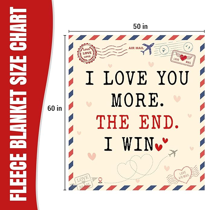 Anniversary Wedding Gifts for Women - I Love You More Soft Fleece Throw Blanket 50x60 in - Birthday Gifts for Girlfriend Boyfriend Him Her, Wife Husband Gift Ideas, Couple Blanket
