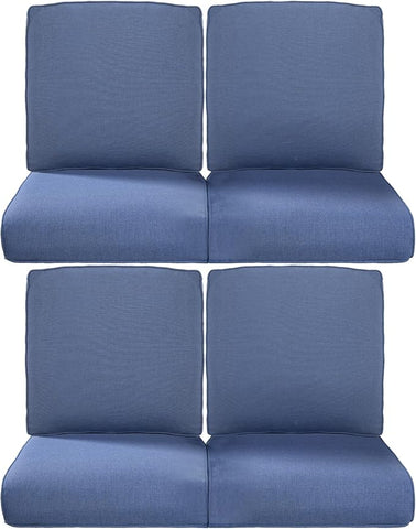 22x25/22x24 Outdoor Chair Cushions Set of 4 - Heavy Duty High Back Replacement Zippered Cushion for Patio Furniture Dining Gliding Rocking Chairs Loveseat L-Shape Sofa - Navy Blue/Classic
