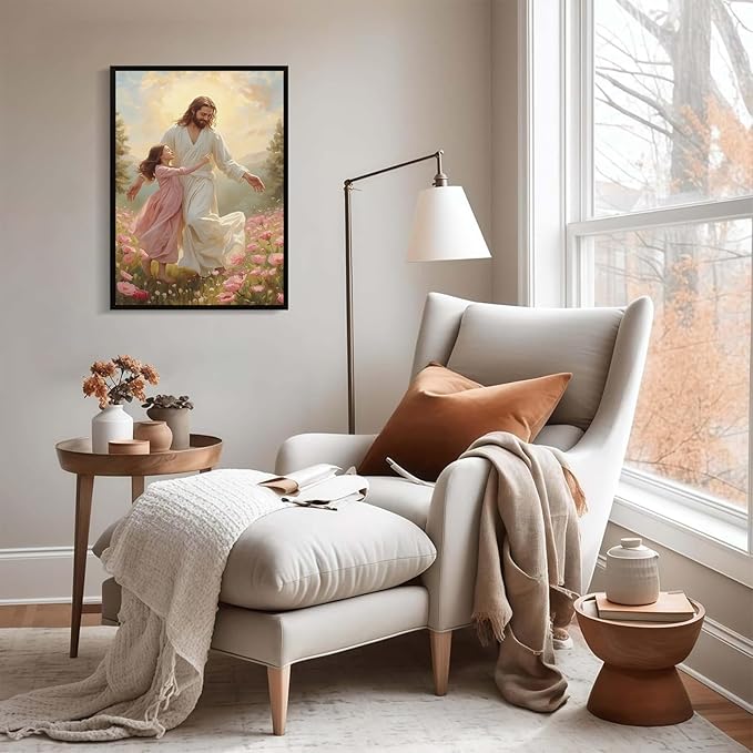 Christian Wall Art Print, Religious Scripture Biblical Decor, Faith-Based Inspirational Landscape with Cross, Digital Printed Canvas Poster for Church, Home Chapel, Prayer Room Decor