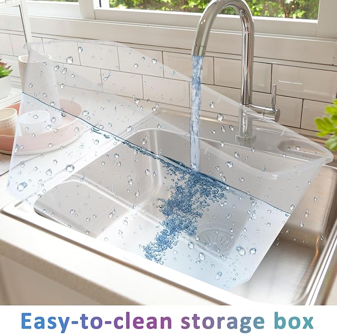 Storage Totes with Lids - Made in USA 14.5-Gallon (58-Quart) 4-Pack storage bins with lids plastic storage containers large storage boxes for Organizer Mermaid White/Clear