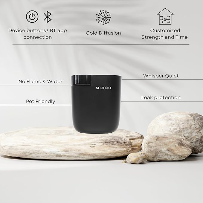 Smart Plug-in Diffuser with App Control | Waterless Cold Air Diffuser | W Hotel-Inspired Scent Included | 500 Sq. Ft. Coverage | Mother's Day & Housewarming Gift | Black