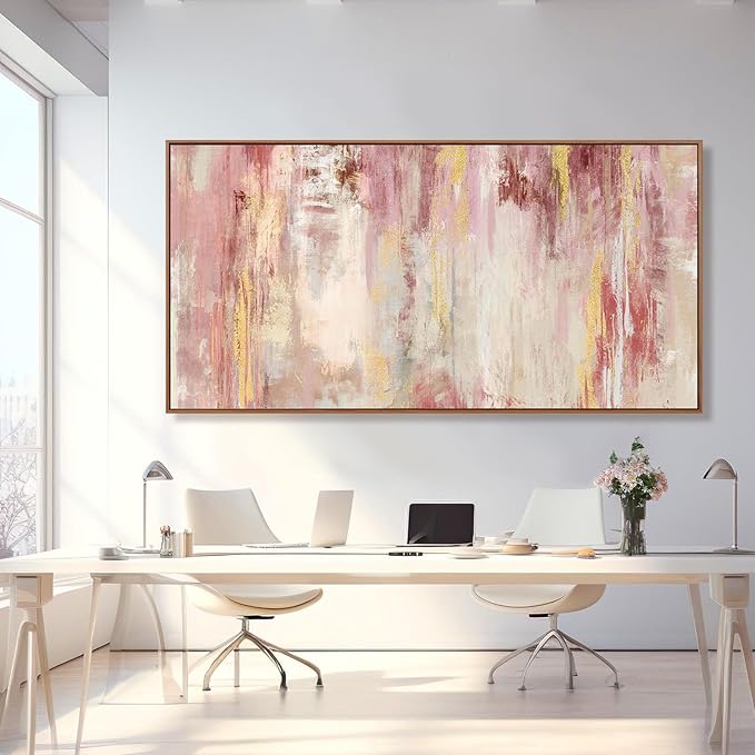 SOUGUAN Pink Wall Decor Contemporary Canvas Wall Art Abstract Wall Artwork 36"x70" Decorative Pictures for Dining Room Area Office Art