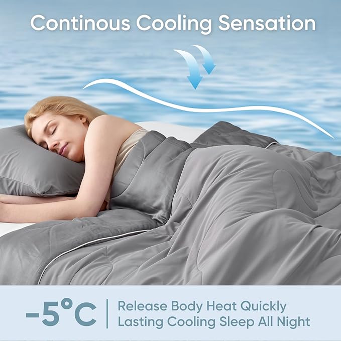 Snuggle Sac Cooling Comforter King Size, Breathable Cooling Blankets for Hot Sleepers and Night Sweats, Soft Lightweight King Size Blankets, 106x90 Inches, Dark Gray