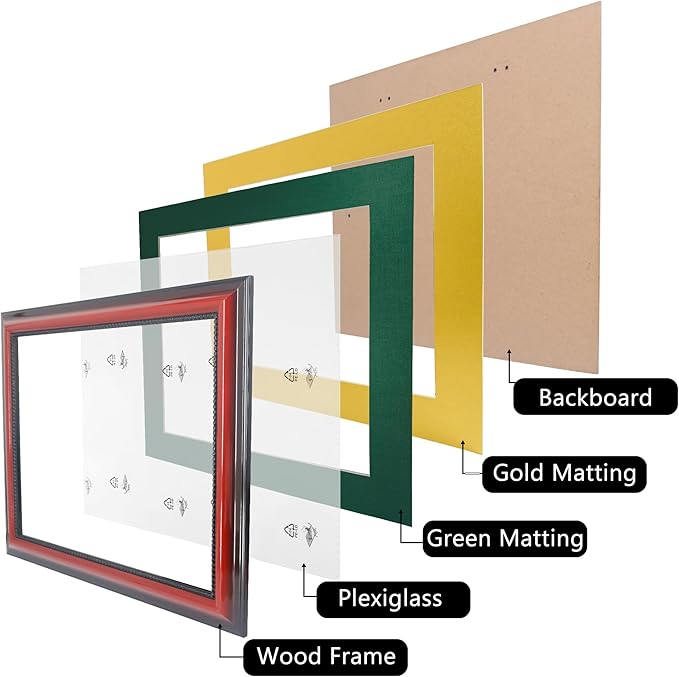 11x14 Diploma Degree Frame with Green Mat or Display 15x18 Certificates without Mat,Solid Wood,Cherry Finish with Intricate Black Rope Detail,UV Protection Acrylic