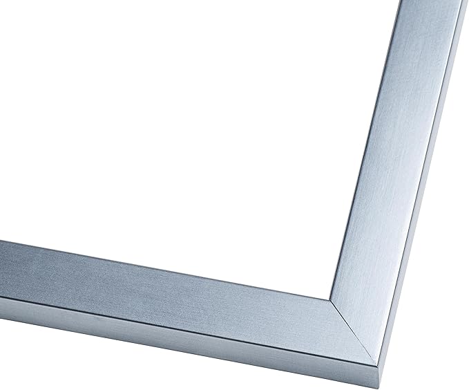 10x10 Frame with Mat - Silver 13x13 Frame Wood Made to Display Print or Poster Measuring 10 x 10 Inches with White Photo Mat