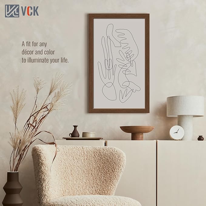 VCK 14x24 Frame Set of 5, Brown Wood Picture Frame, Exclusive Wood Grain, Wall Hanging