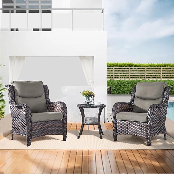 Patio Cushions for Outdoor Furniture - 22×24 Inches High Back and Deep Seating Outdoor Cushion for Patio Chairs Sofa Couch Loveseat Water Resistant(Grey/1 Set/Smile)
