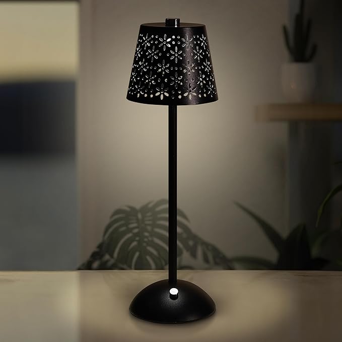 Camden Reed Table Lamp, Desk lamp, 3 Different Lighting Modes, Modern Minimal Design for Dinner/Coffee Table/Restaurant/Bedroom, Black