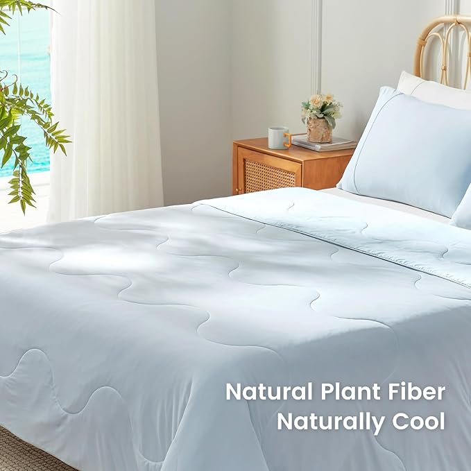 Snuggle Sac Cooling Comforter Twin Size, Breathable Cooling Blankets for Hot Sleepers and Night Sweats, Summer Comforters for Twin Size Bed, Soft Lightweight Blankets, 68x90 Inches, Ice Blue