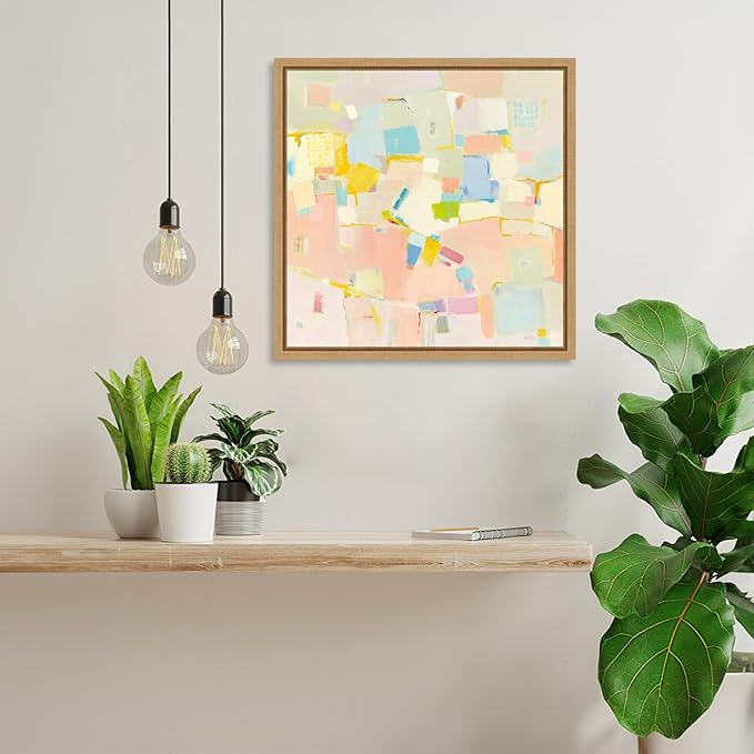 Amanti Art Framed Canvas Wall Art 16x16 Block Party by Phyllis Adams, Framed Wall Art Canvas, Abstract Artwork, Modern Decor, Small Poster Painting for Living Room, Bedroom, Bathroom, Kitchen, Office