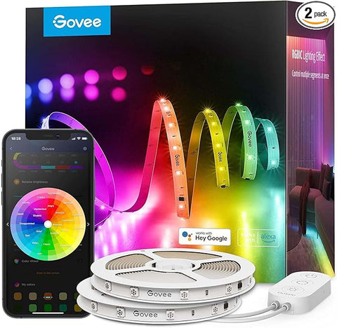 Govee 100ft RGBIC LED Strip Lights, Smart LED Lights Work with Alexa and Google Assistant, LED Lights for Bedroom WiFi App Control Segmented DIY Multiple Colors, Color Changing Light, (2 x 50ft)