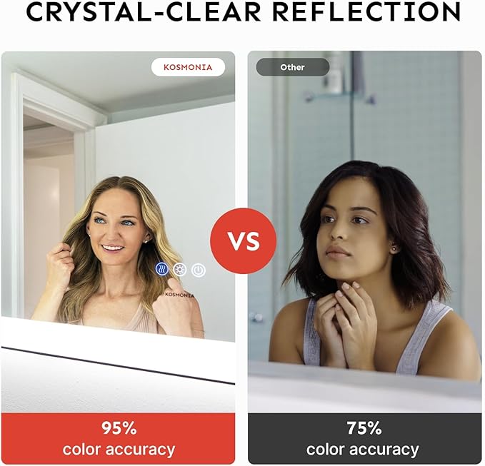 28x36'' LED Bathroom Mirror w/Light, Aluminum Frame, Dimmable Front & Backlit, Anti-Fog, Distortion Free, Light Memory, Tempered & Shatter-Proof Wall Mounted Vanity Silver Coating Mirror
