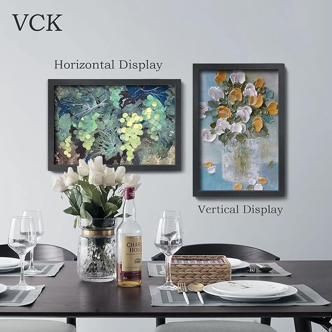 VCK 16x24 Poster Frame Set of 4 - Black, Gallery-Quality Wood Picture Frames, 1.1-Inch Wide Border, Polished Plexiglass, Vertical or Horizontal Wall Display for Photo/Art/Prints, Black