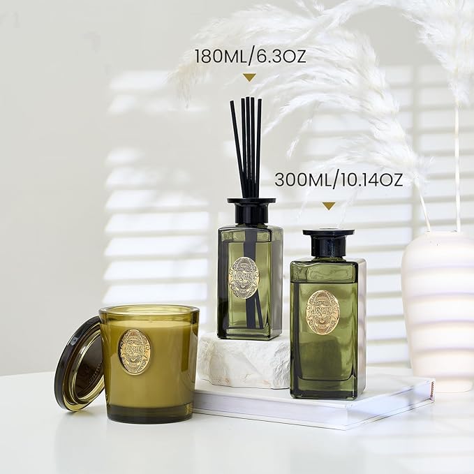 M&SENSE 10.14 oz Large Reed Diffuser Set | Bamboo Scent Oil Diffuser with Sticks | Hotel Collection Non-Toxic Essential Oil |for Bedroom Bathroom Living Room