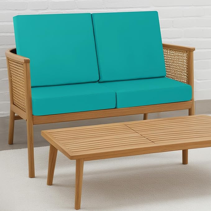 idee-home Outdoor Cushions for Patio Furniture, Outdoor Seat Cushion, Waterproof Couch Hampton Bay Deep Seat Replacement Chair Cushions for Garden Lawn Backyard Deck, 22 x 22 Peacock Blue
