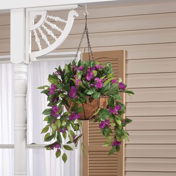 Assembled Purple Impatiens Basket by OakRidgeTM, Set of 2