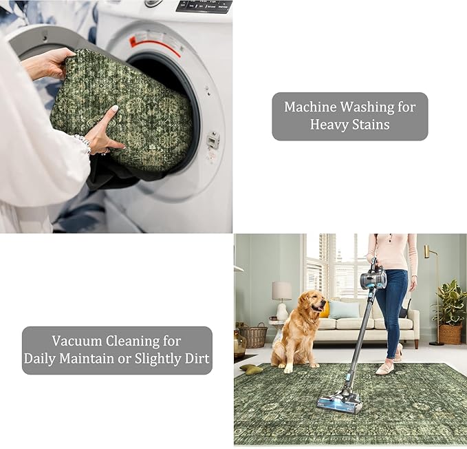 Morebes Vintage Washable Kitchen Rugs Non Slip,2x6 Runners for Hallways,Floral Boho Bathroom Runner Rug,Non Shedding Soft Throw Carpet for Laundry Floor Indoor, Grayish Green