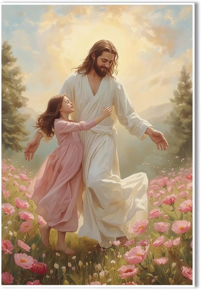 Christian Wall Art Print, Religious Scripture Biblical Decor, Faith-Based Inspirational Landscape with Cross, Digital Printed Canvas Poster for Church, Home Chapel, Prayer Room Decor