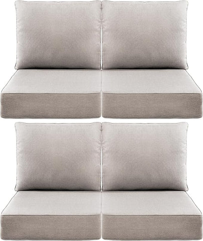 Luxury 6" Outdoor Cushions for Patio Furniture, 24x24x6 Thick Seat Cushion Set of 4, Fade Resistant Couch Chair Replacement Cushions High Density Deep Wicker Chair Cushion w/Removable Cover, Beige
